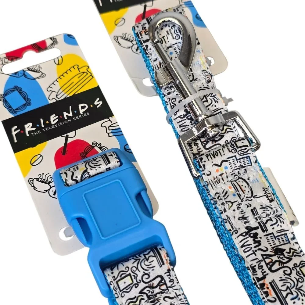NWT FRIENDS Colorful Doodle Graphic Pet Collar & Leash Set Large